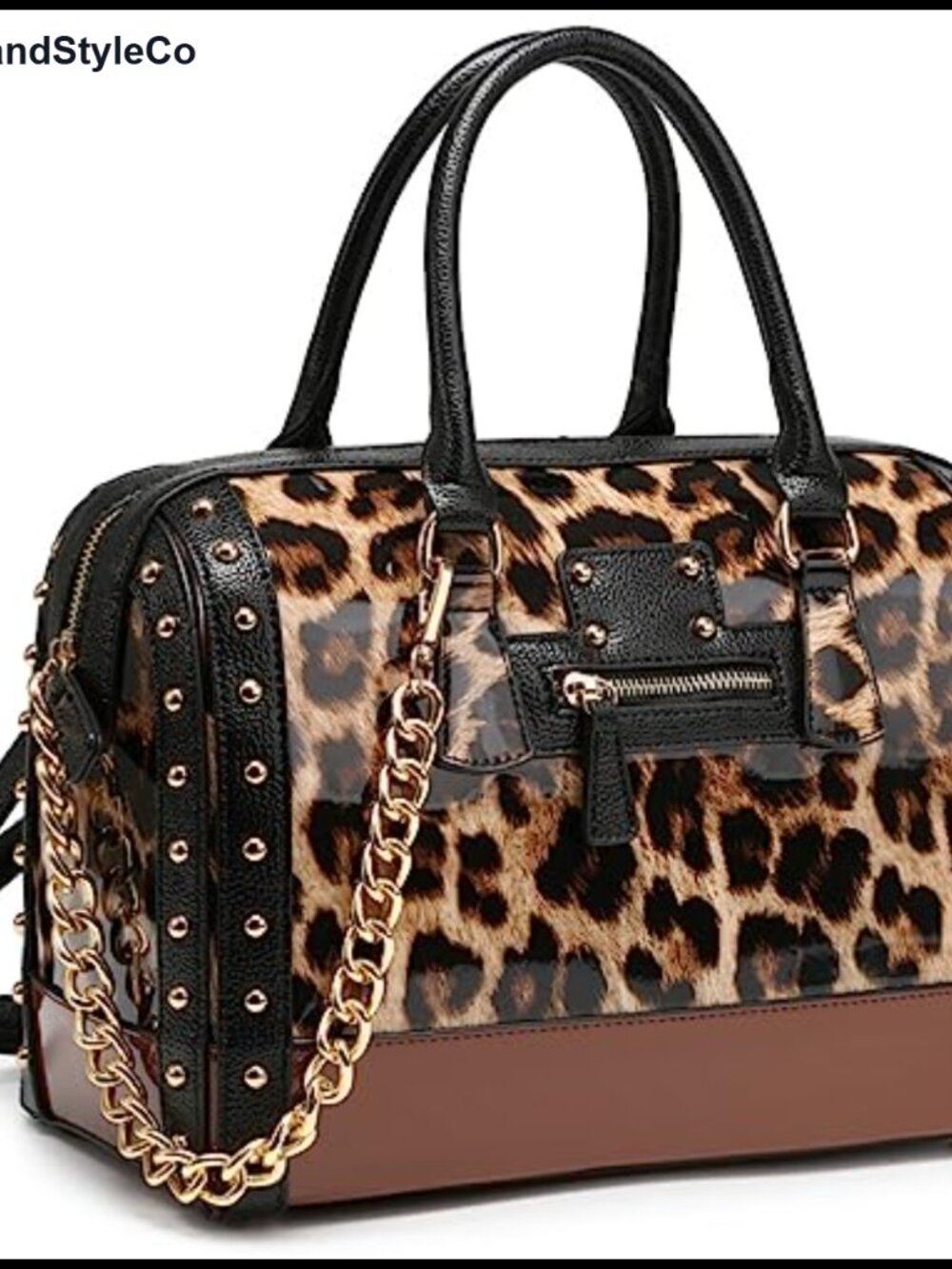 Faux Leather Patent Barrel Satchel Handbag Top Handle Shoulder Purse